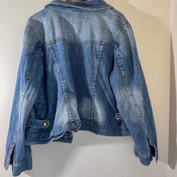 Lane Bryant Classic Stretch Denim Plus Size 22 Wash Jean Jacket Y2K - Picture 7 of 8